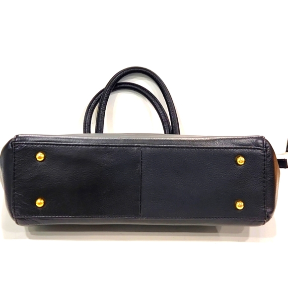 NEW!! Joy & Iman Black Split Leather w/ Gold Accents Large Tote Shoulder Bag - Picture 5 of 13